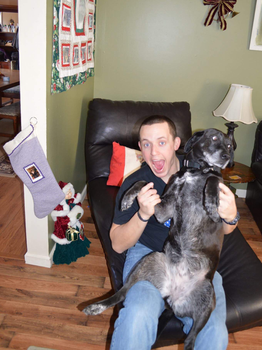 SSG Leek with his dog Molly May on Christmas