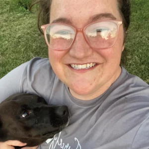 Blog author Nikki Wallis and her dog, Ella